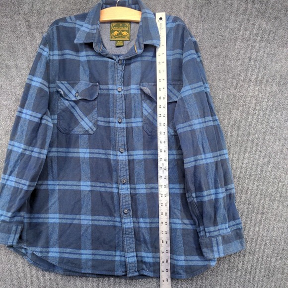 Anchorage Men's Button-Up Shirt Blue XL Long Sleeve Plaid Flap Pockets Flannel - Picture 9 of 11